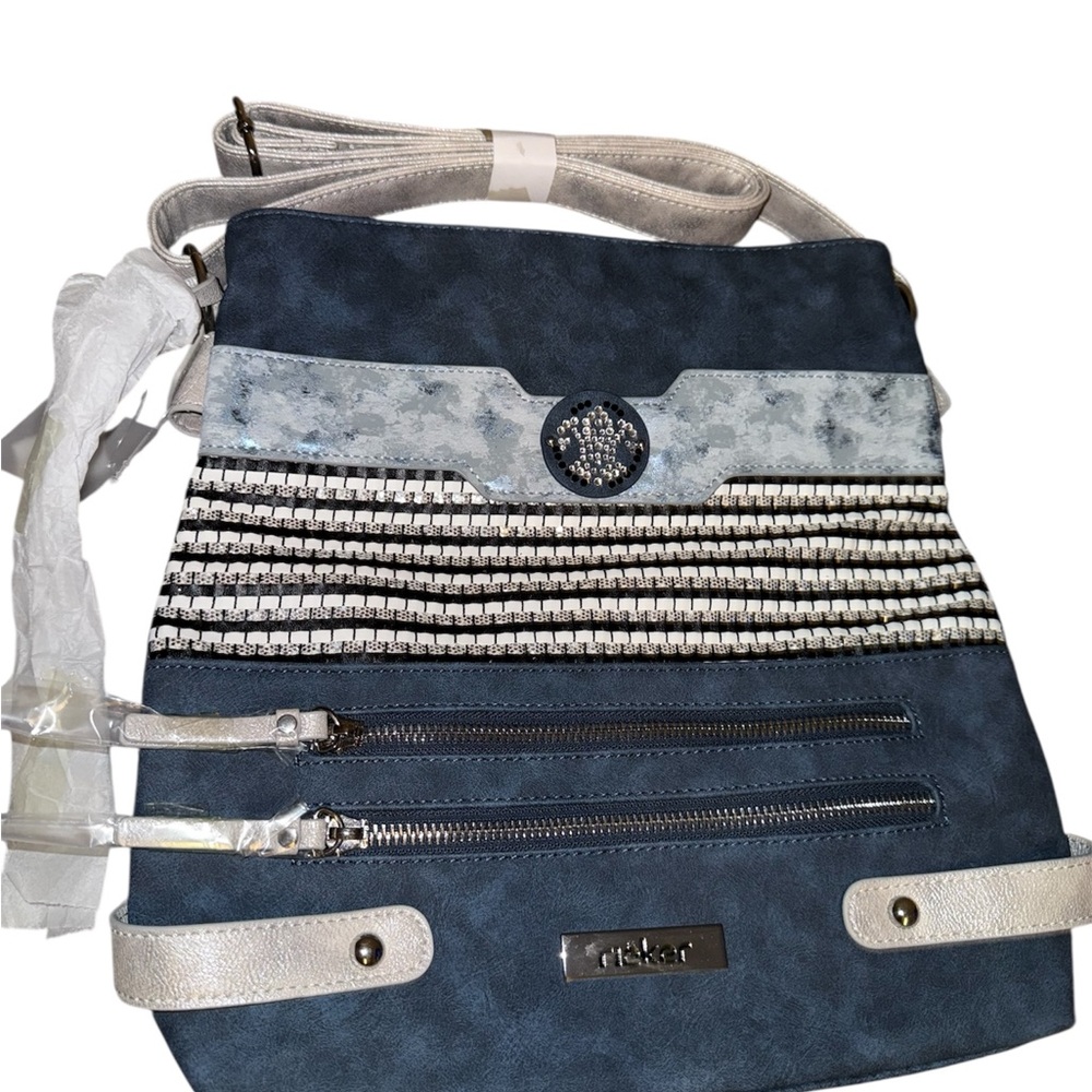 Rieker Blue and White Shoulder Bags with Nautical Stripes
